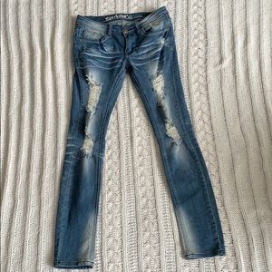 Mackine Jeans - distressed/skinny. Never worn